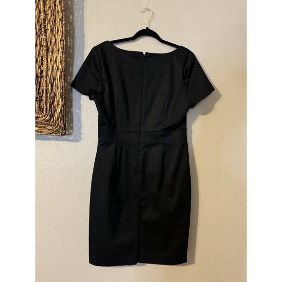 J Crew Sheath Dress 12 Black Short Sleeve Stretch Cotton Washable Career Casual - Picture 9 of 10